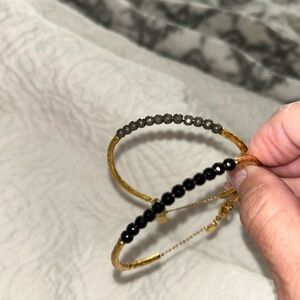 Gorjana Gold and Black onyx and Gold and Hematite bracelets